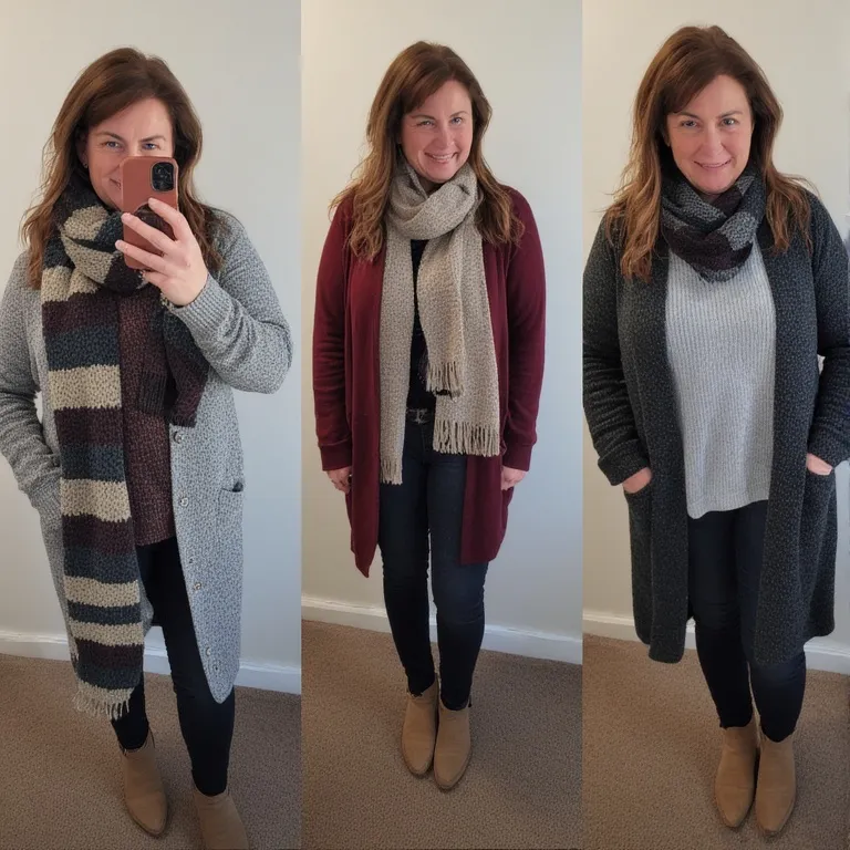 Layered Cardigans and Scarves