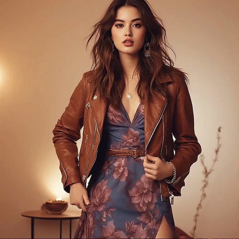 Leather Jacket with Dress