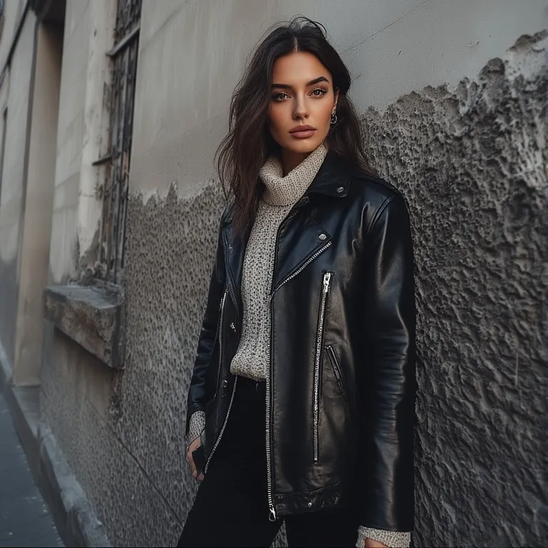 Leather Jacket with Knitwear