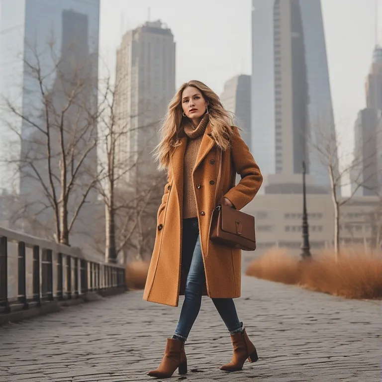 Long Wool Coat with Skinny Jeans