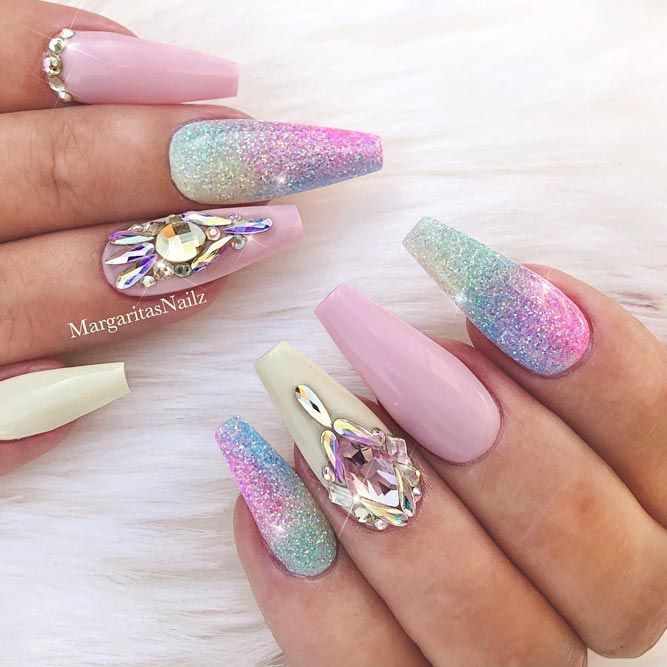 Pastel Sparkly Nails