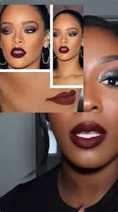 Deep Red Lips with Soft Eyes