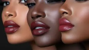 Matte Dark Lips with Glowing Skin